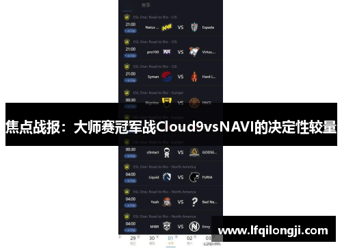 焦点战报：大师赛冠军战Cloud9vsNAVI的决定性较量